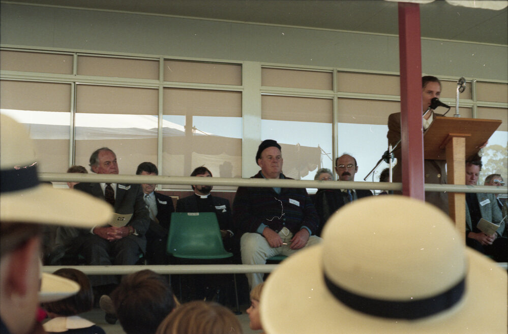 Poet Les Murray at the official opening of Bishop Druitt College, 13 July 1994 