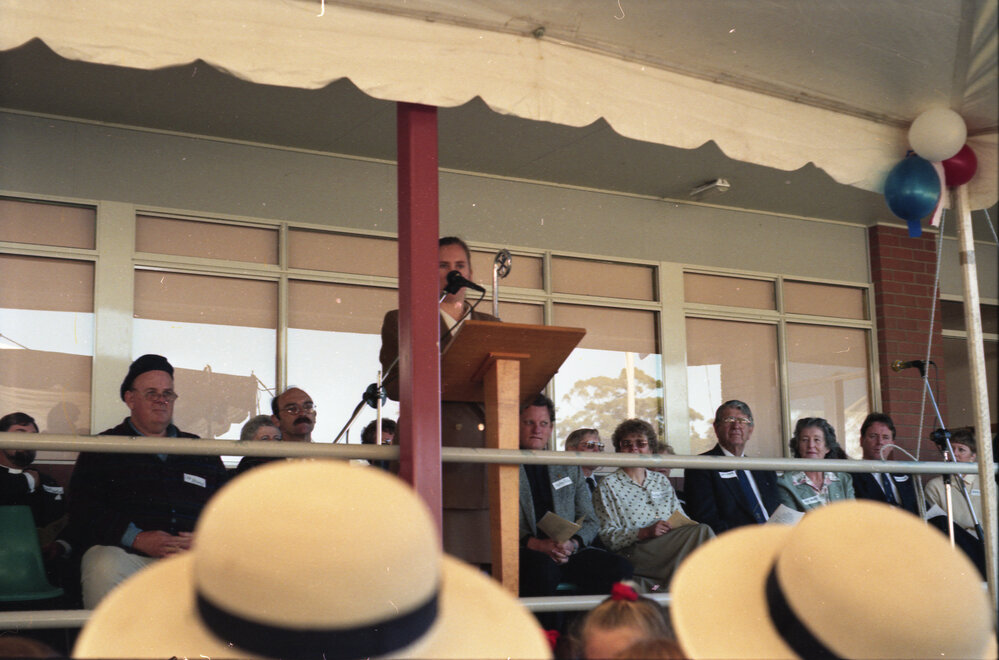 Poet Les Murray at the official opening of Bishop Druitt College, 13 July 1994 