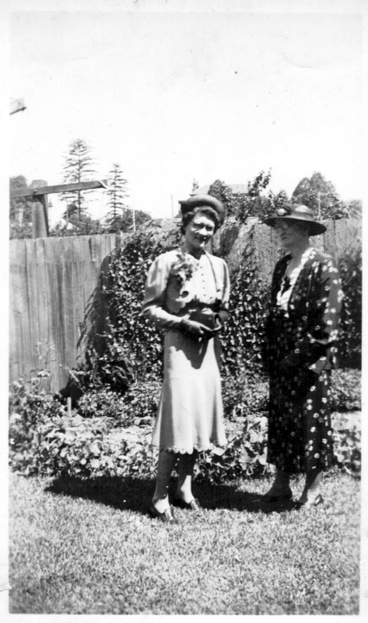 Betty Fowler with her mother Barbara on her wedding day, 9 February 1938
