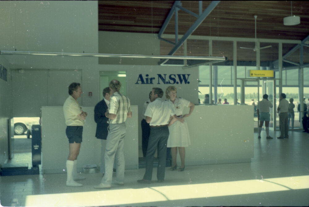 Inside the air terminal awaiting the Air N.S.W. F28 jet, 11 December 1986
