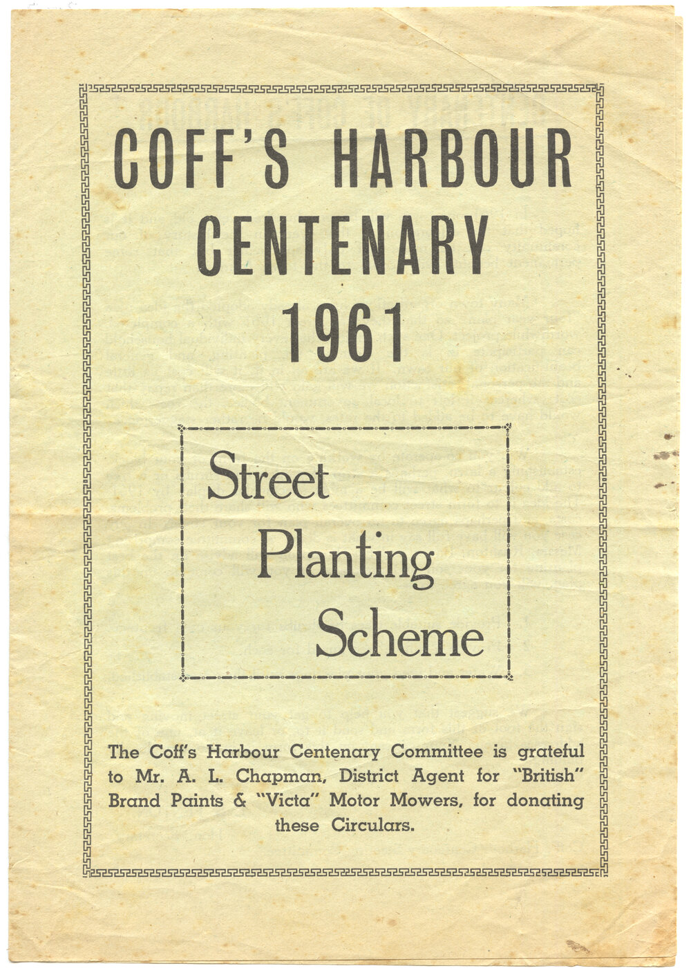 Coff's Harbour Centenary 1961: Street Planting Scheme