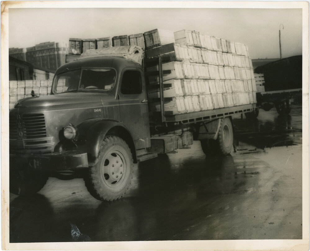 Truck with cases of bananas