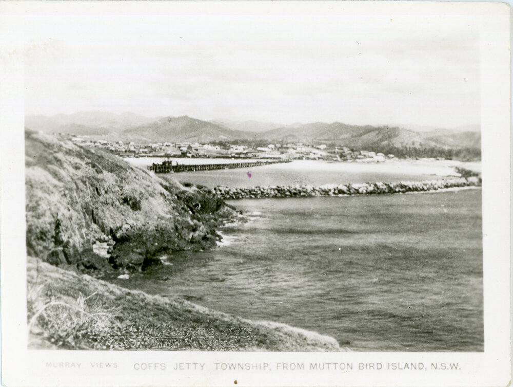Coffs Jetty township from Mutton Bird Island, c.1930s