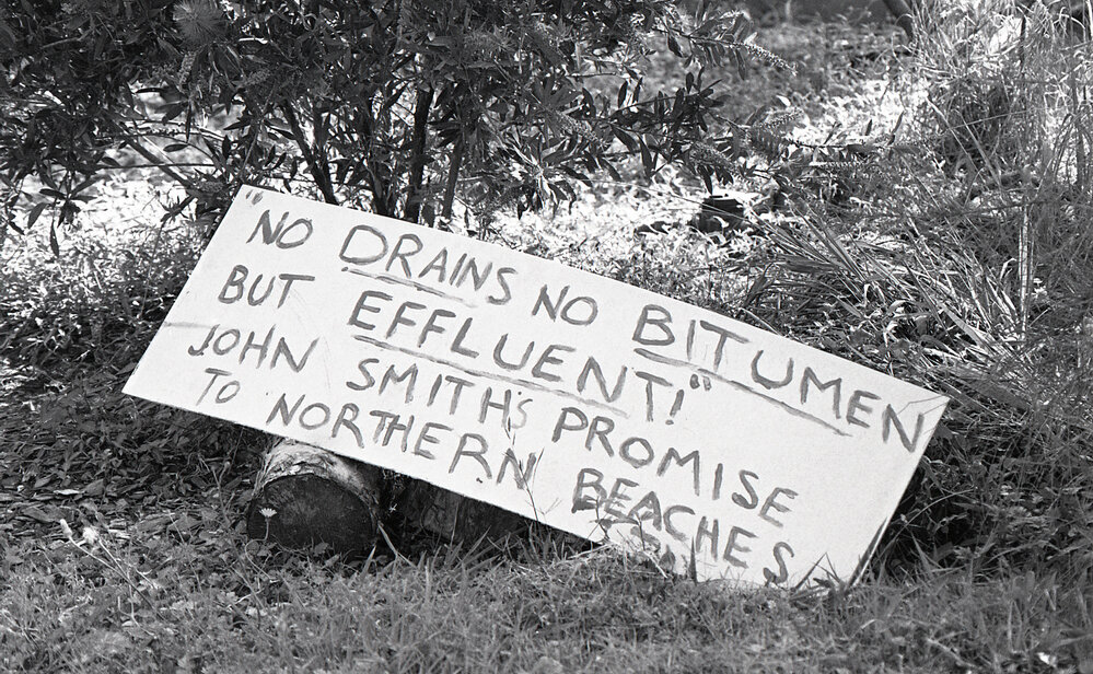 Sign to stop the outfall proposal, 23 October 1991