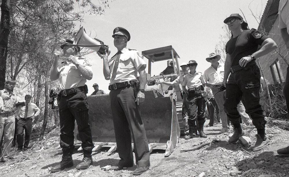 Police undertake crowd control, November 1991