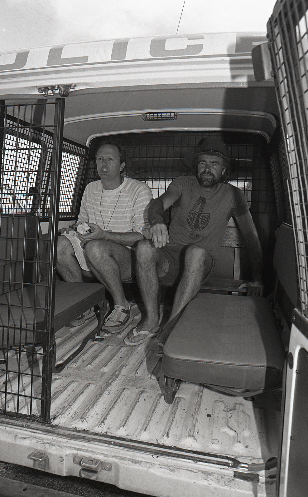 Protestors in the back of the paddy wagon, 26 November 1991