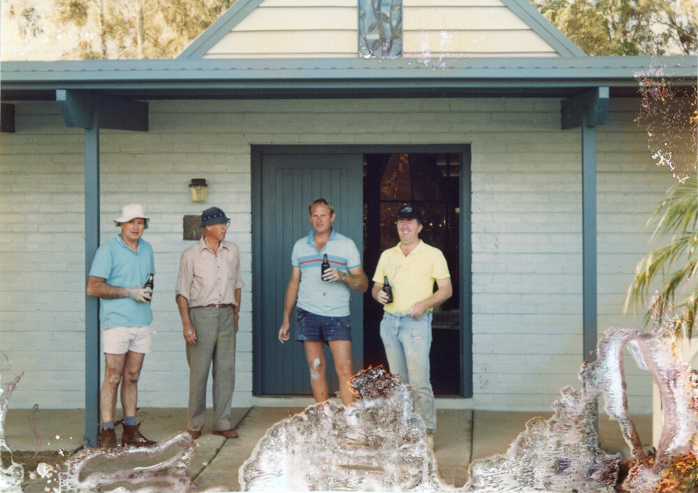Rotary Club members enjoy refreshment at the Museum working bee, 15 August 1992