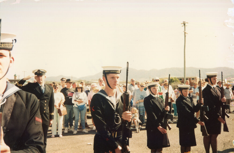 Naval cadets march at the Jetty Centenary, 2 August 1992