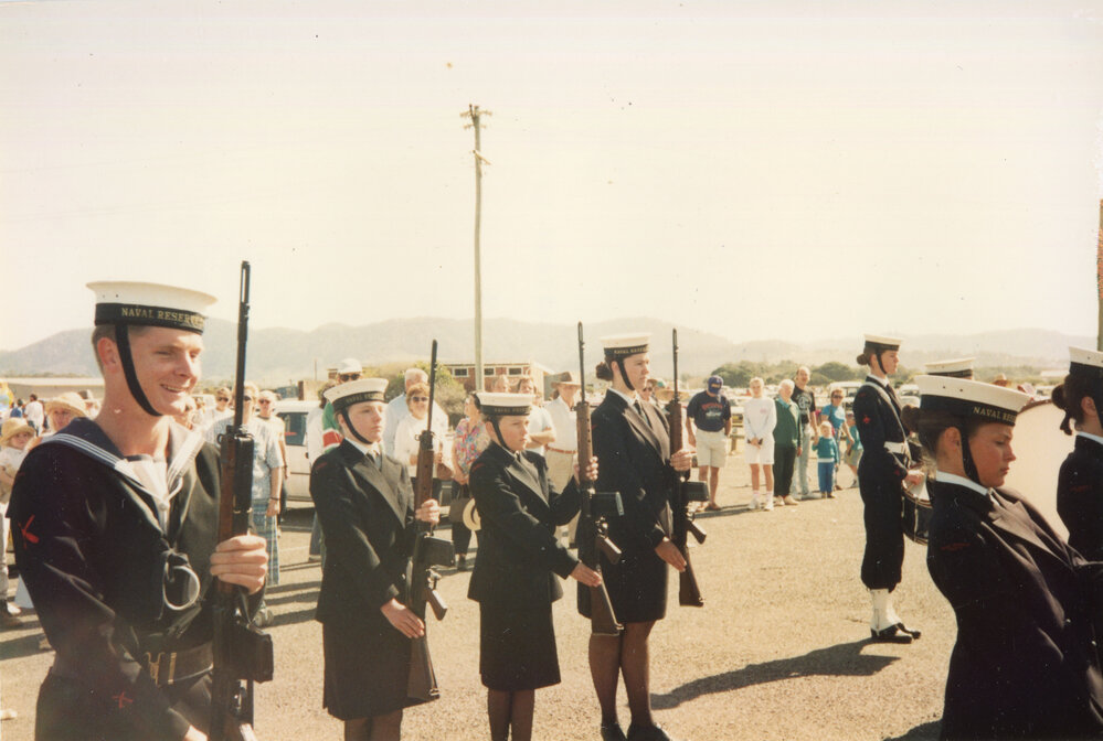 Naval cadets in formation at the Jetty Centenary, 2 August 1992