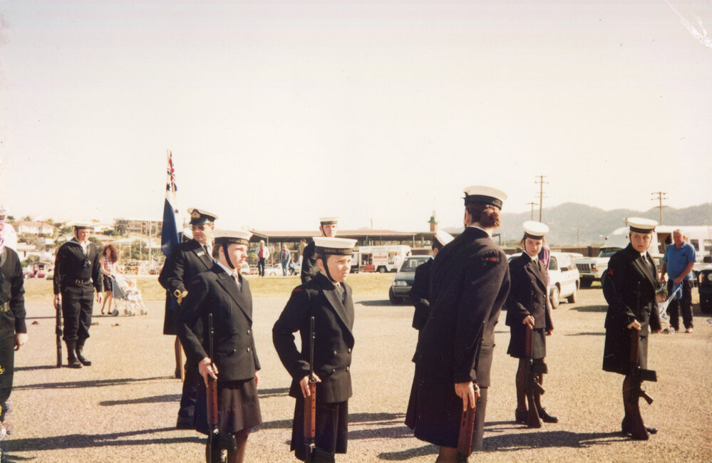 Naval cadets march at the Jetty Centenary, 2 August 1992