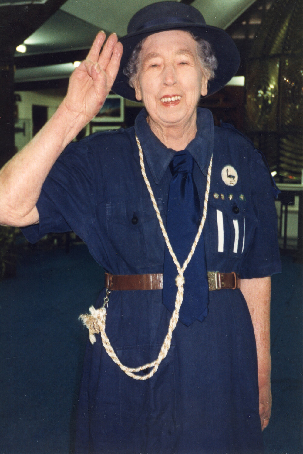 Naomi England gives the Girl Guides' salute