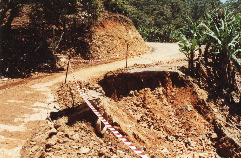 Flood damage on Bruxner Park Road, 23 November 1996