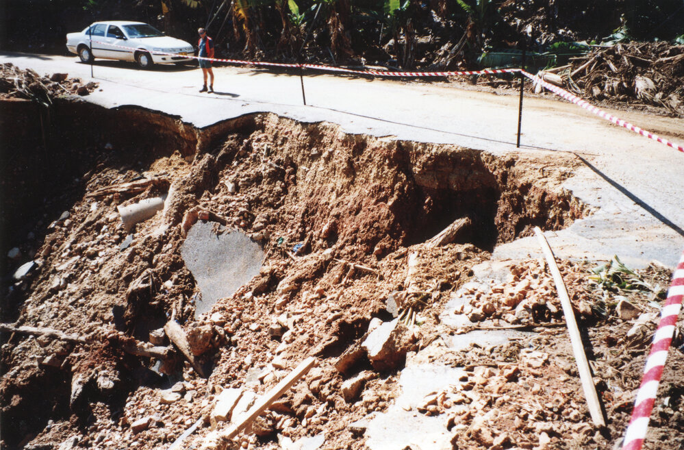 Flood damage on Bruxner Park Road, 23 November 1996