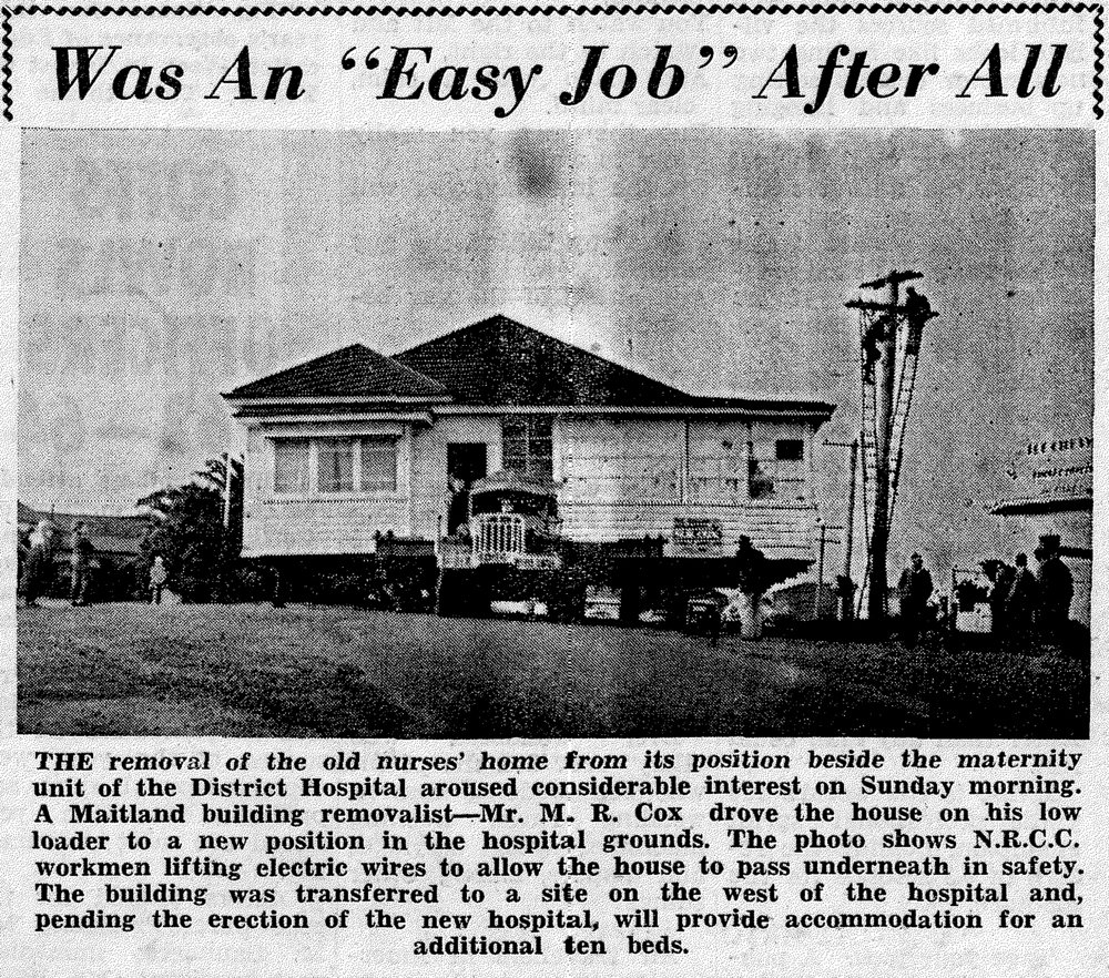 Transfer of nurses' cottage, 14 July 1963