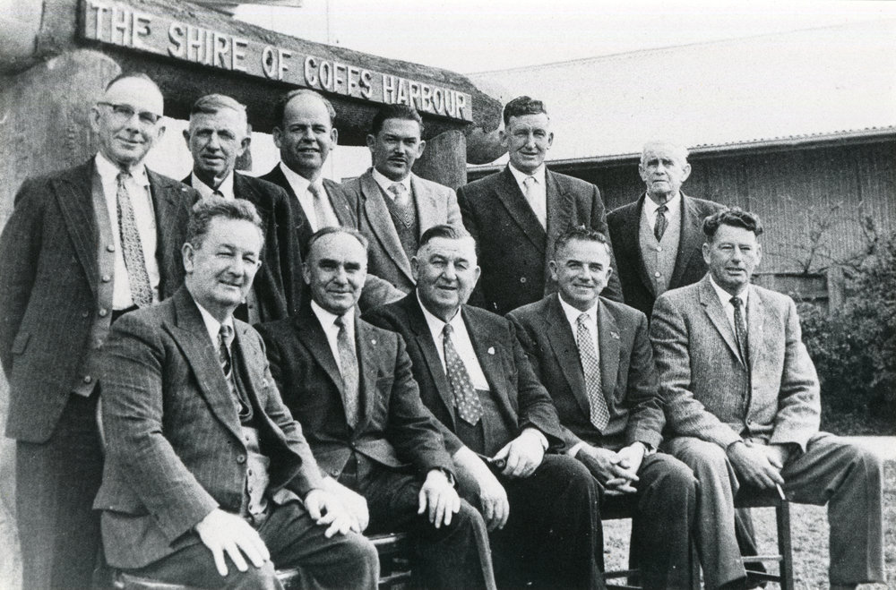 Coffs Harbour councillors and senior staff outside the High Street Council Chambers, September 1959