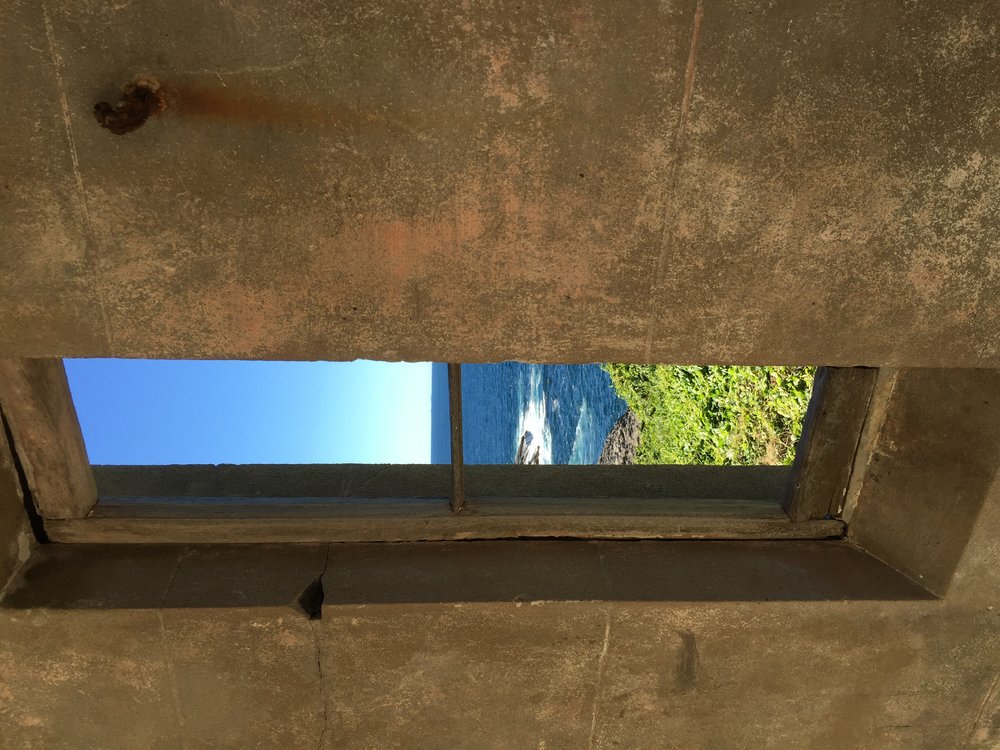 Eastward view of the window cutout in the South Solitary Island Lighthouse, 7 May 2019