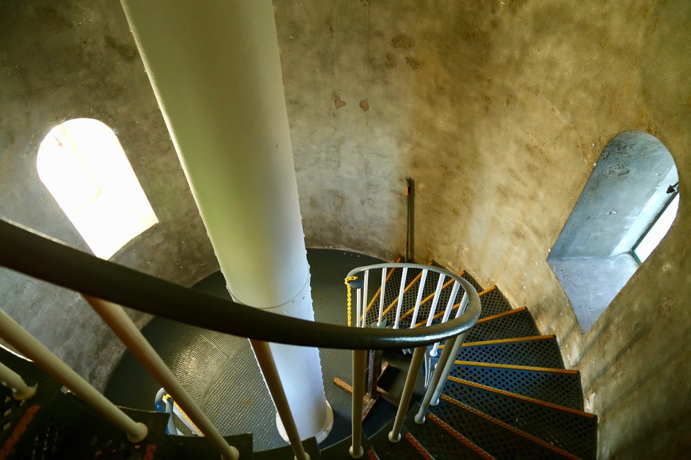 The spiral staircase inside the South Solitary Island Lighthouse, 6 May 2019