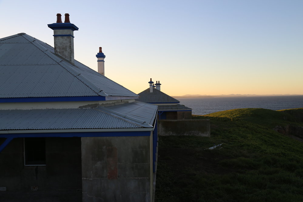 View of the lightkeepers' cottages towards the mainland, 7 May 2019