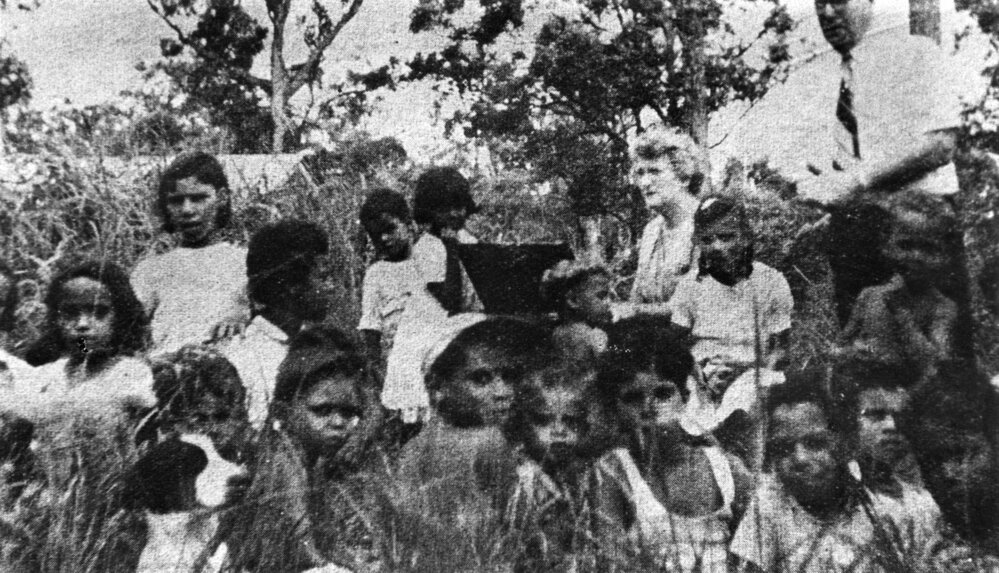 An outdoor Sunday School class, March 1959