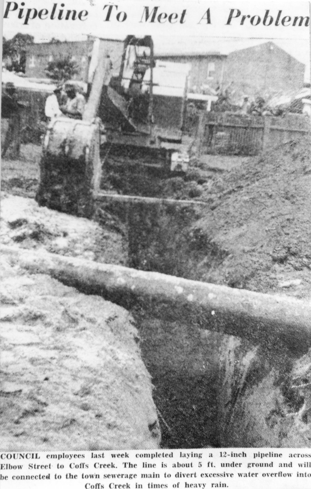 Pipeline across Elbow Street, 24 April 1963