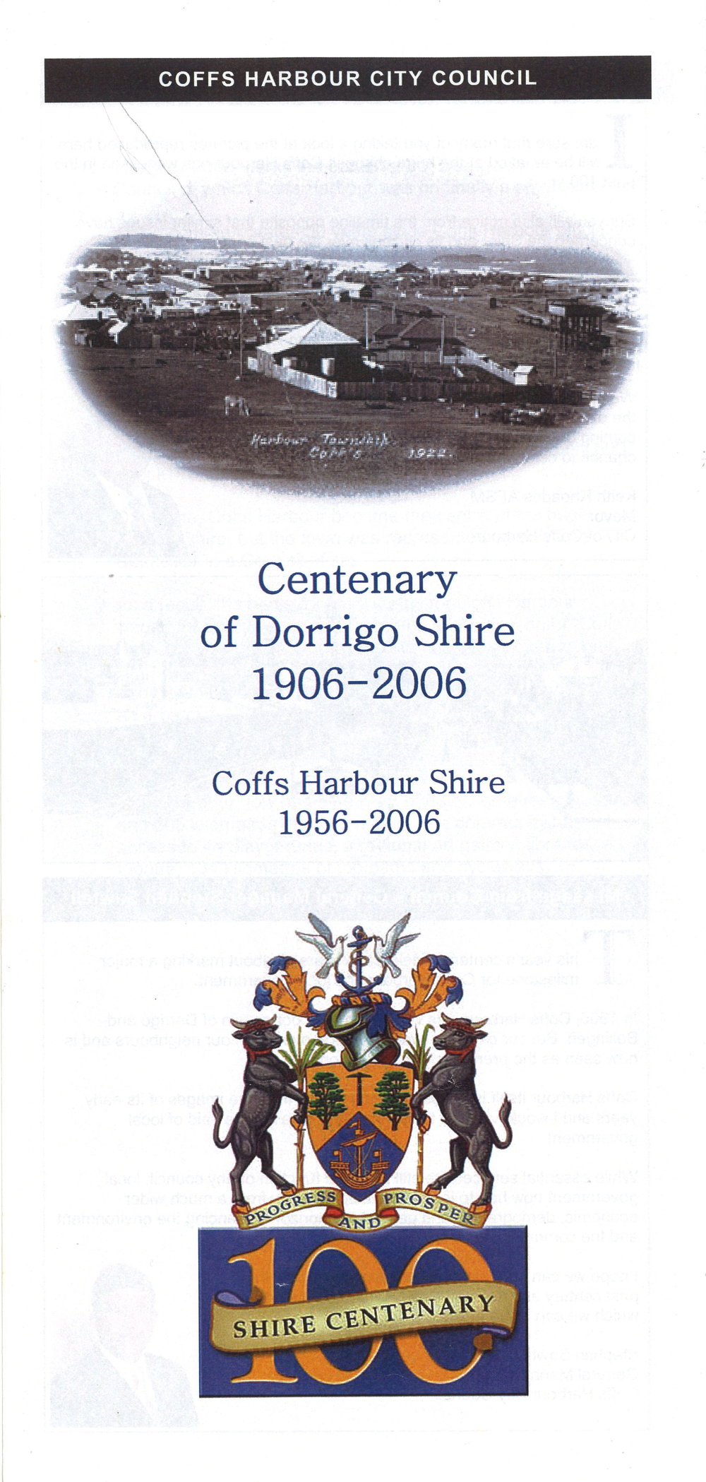 Pamphlet for the Centenary of Dorrigo Shire 1906 - 2006
