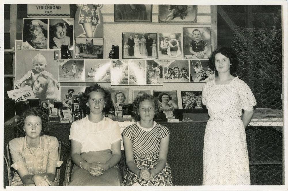 Photograph of Marie Hunt Studio Staff and Display, late 1940s