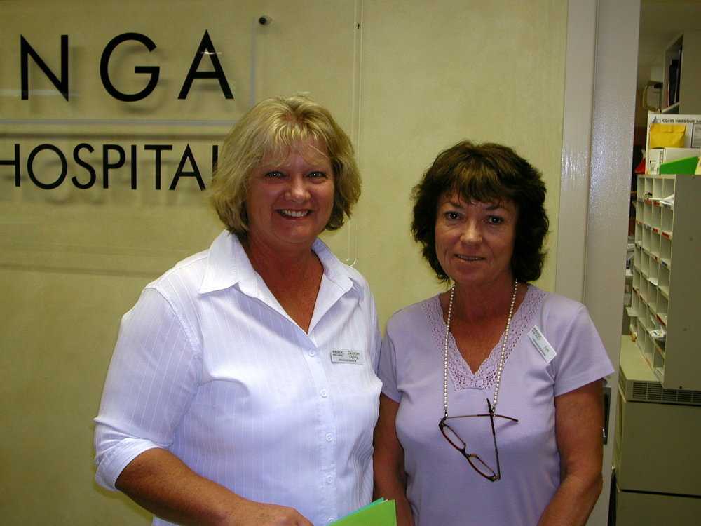 Front office Secretaries Carolyn Delaney and Lyn Fengler at Baringa Private Hospital, 2006