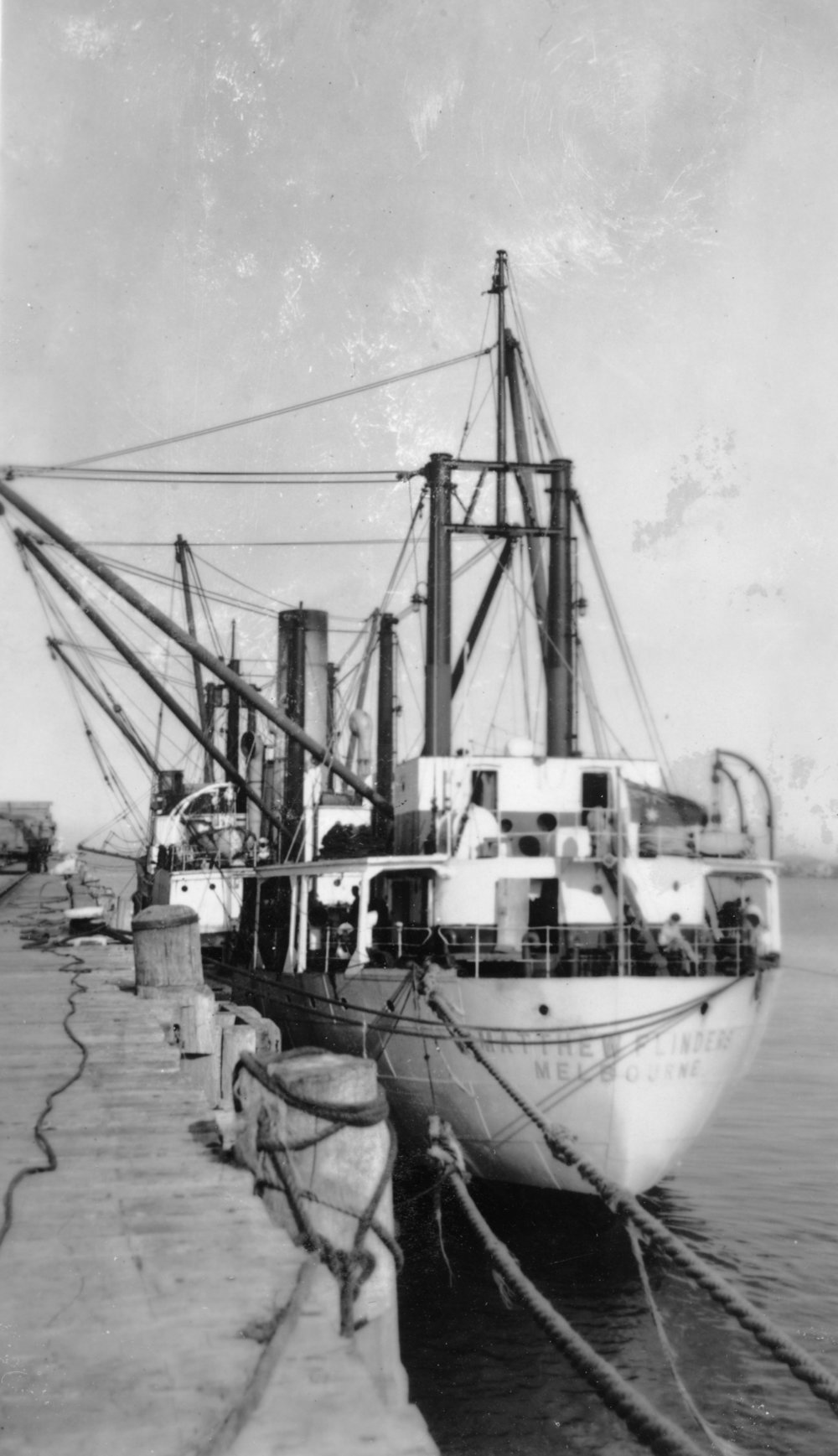 Preparing to load the Matthew Flinders with timber at the Jetty, c. 1950