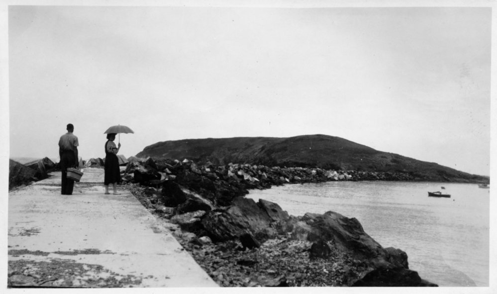 Chris Lewthwaite and Margaret Bevan on the northern breakwall, 1951