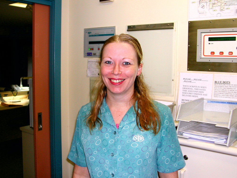 Pharmacist Renee Lovett at Baringa Private Hospital, 2006
