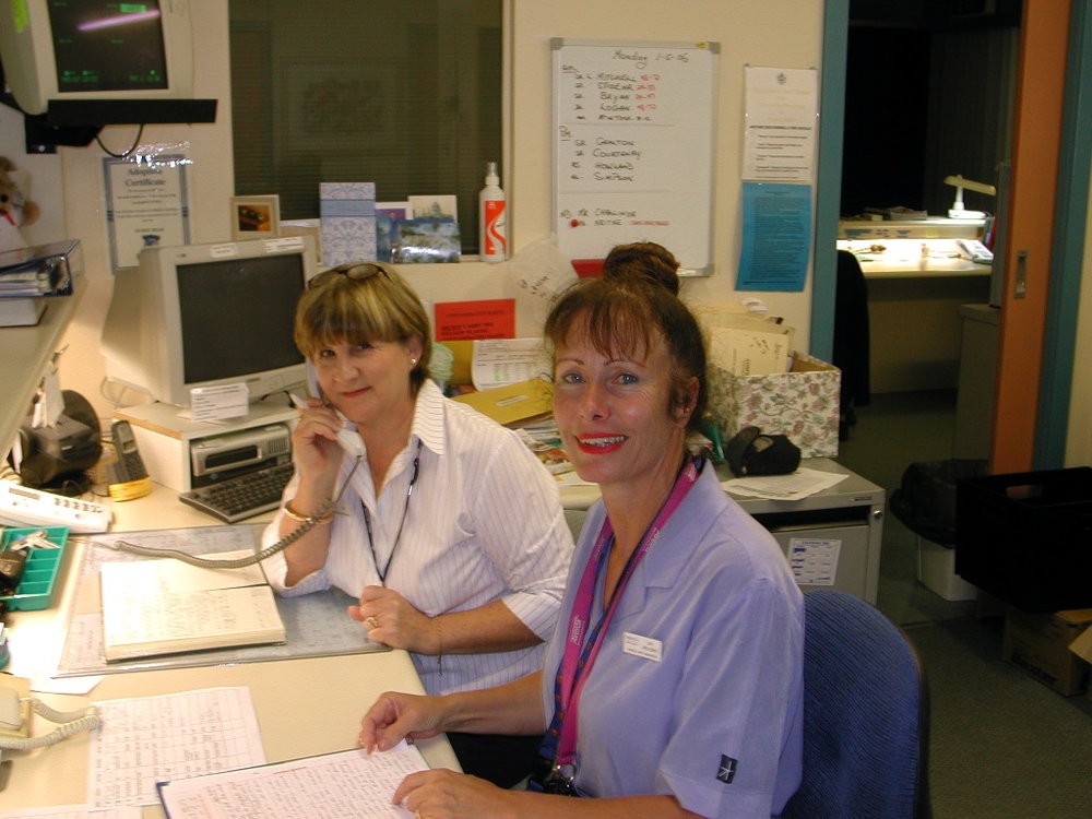 Ward clerk Debbie Bianchi and Sister Lee Mitchell at Baringa Private Hospital, 2006