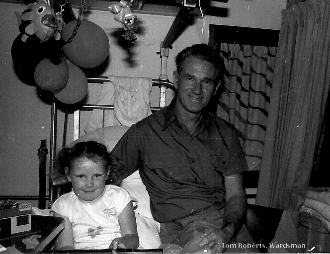 Tom Roberts and patient at the old Coffs Harbour Hospital, 1985