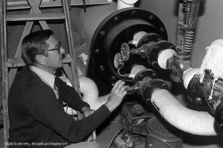 Bill Roberts at the old Coffs Harbour Hospital, 1985