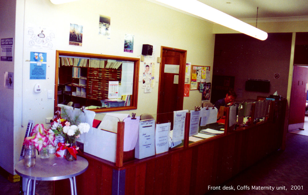 Front desk in the Maternity Unit at the old Coffs Harbour Hospital, 2001