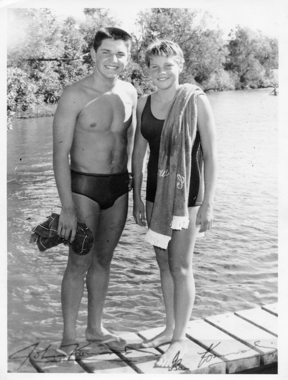 The Konrad twins at the Butter Factory pool, 28 February 1959