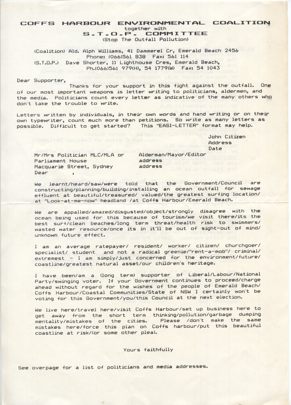 Easi-Letter by Coffs Harbour Environmental Coalition