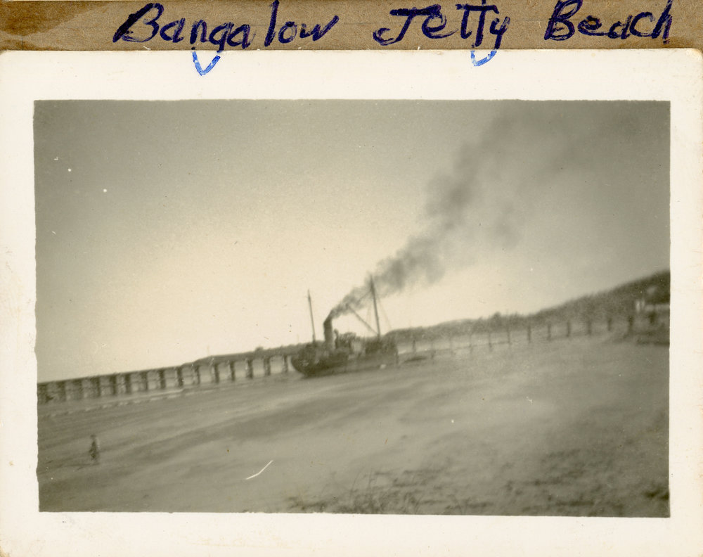 Steam ship Bangalow driven aground on the northern end of Jetty Beach, 24 June 1950 
