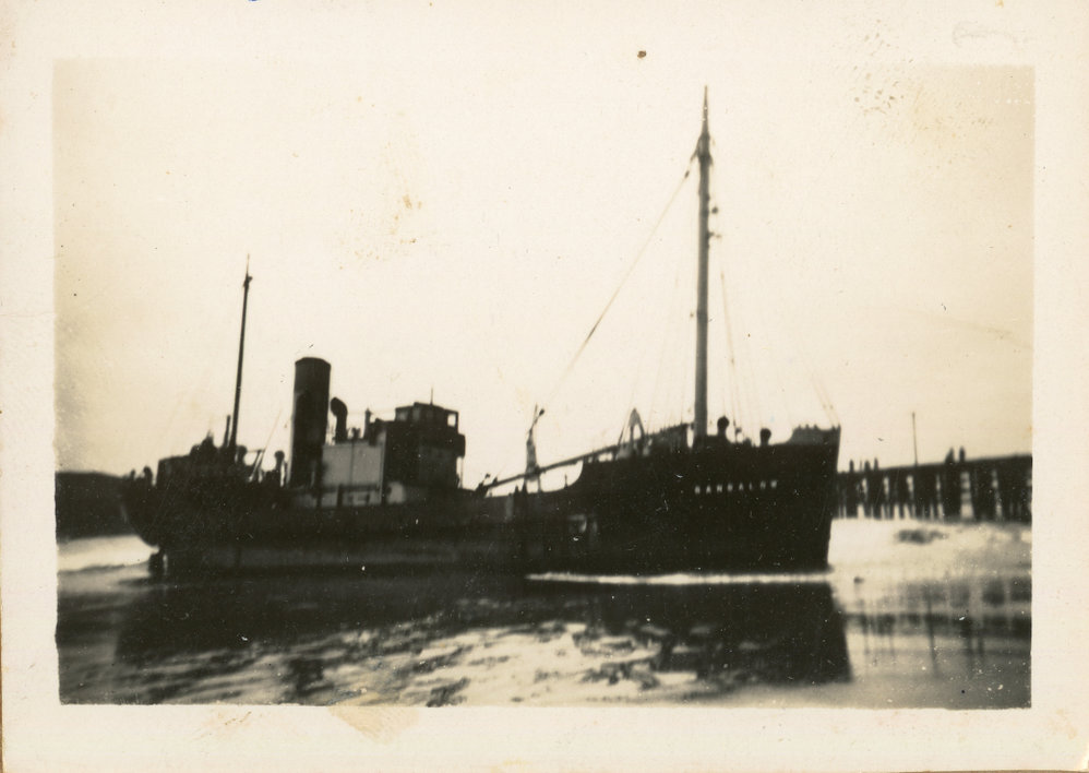 Steam ship Bangalow stranded on the northern end of Jetty Beach, 24 June 1950