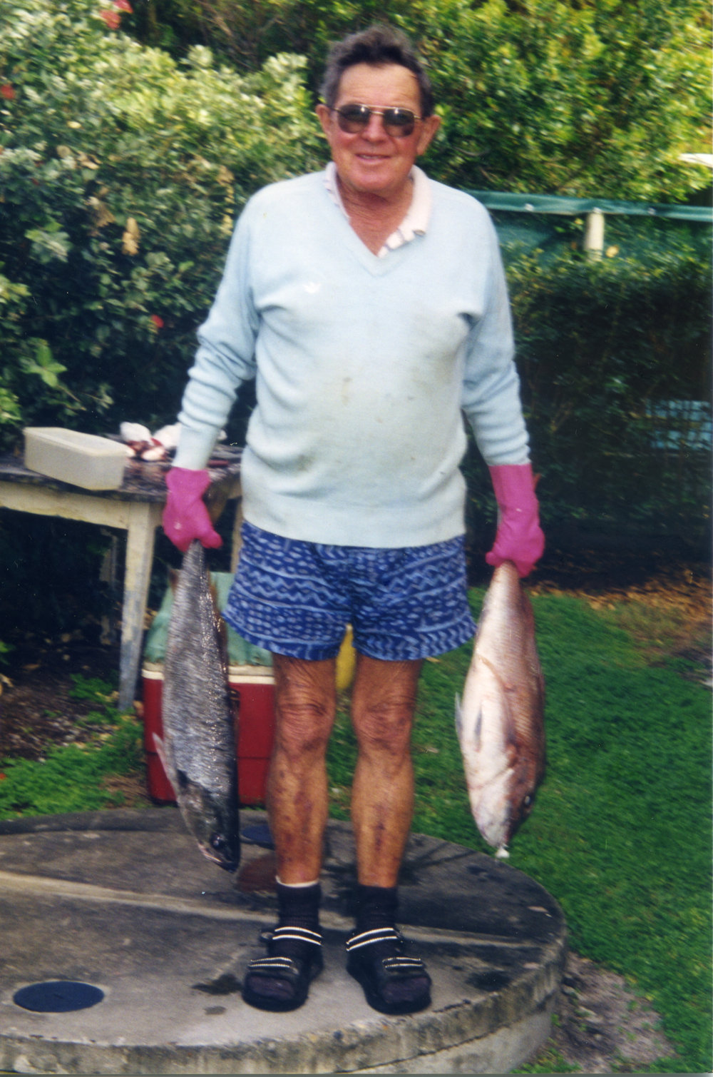 Jim Worland with the catch of the day, 1973