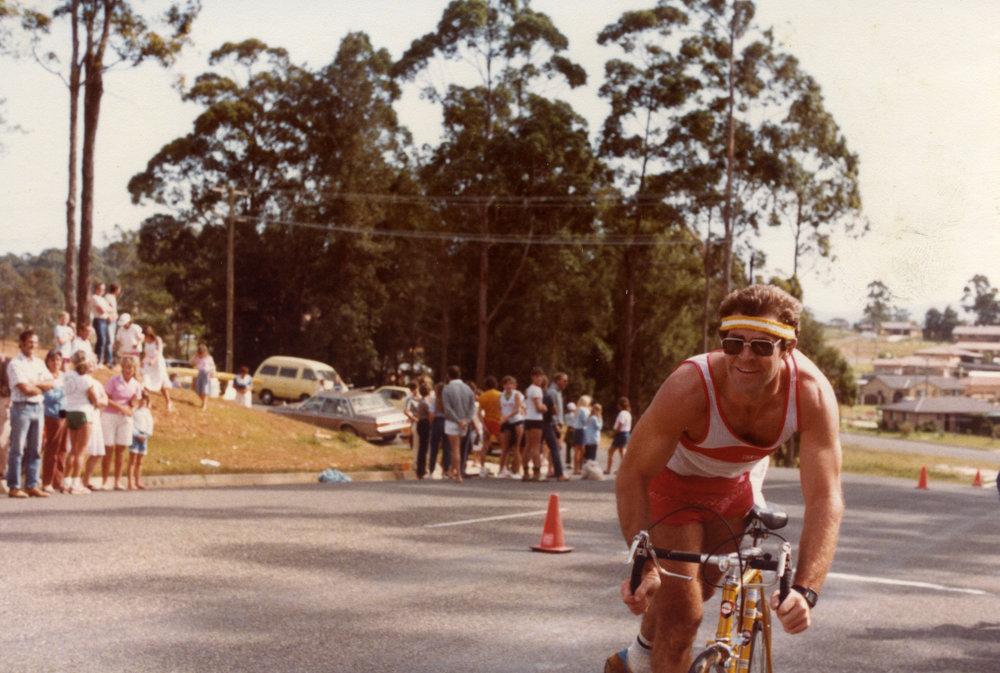 Bike and run changeover site on Playford Avenue for the Quadrathon, 1970