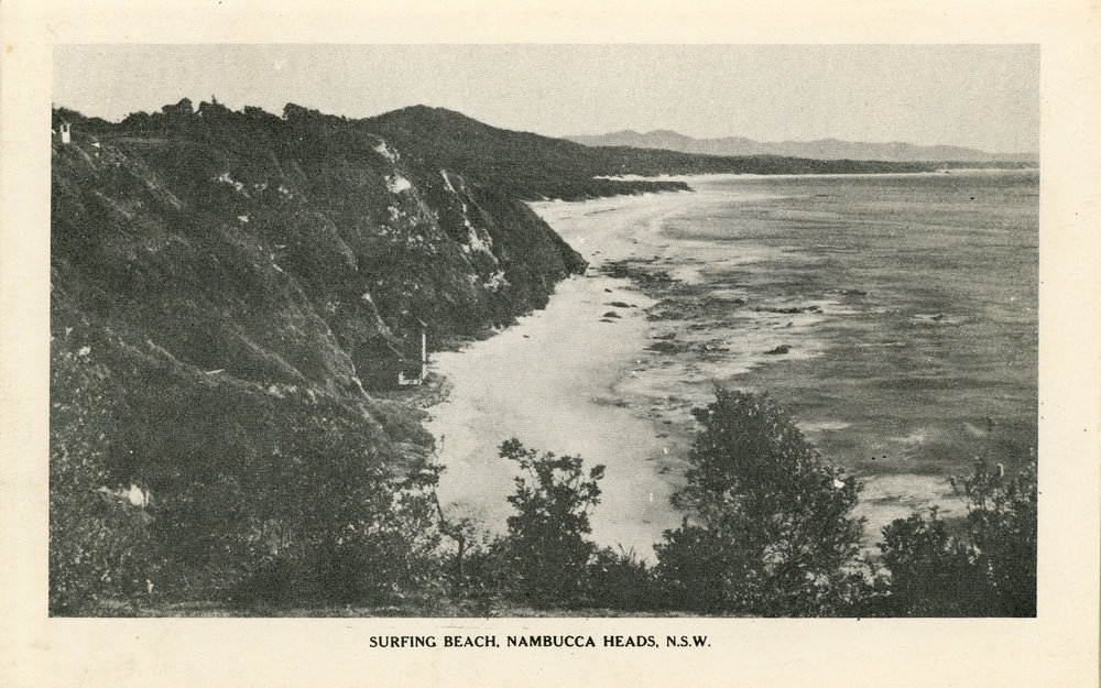 Nambucca Heads surfing beach, 1940s