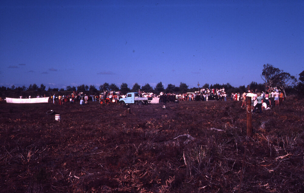 Parking at the Emerald Beach tractor races during the Banana Republic, c.1981