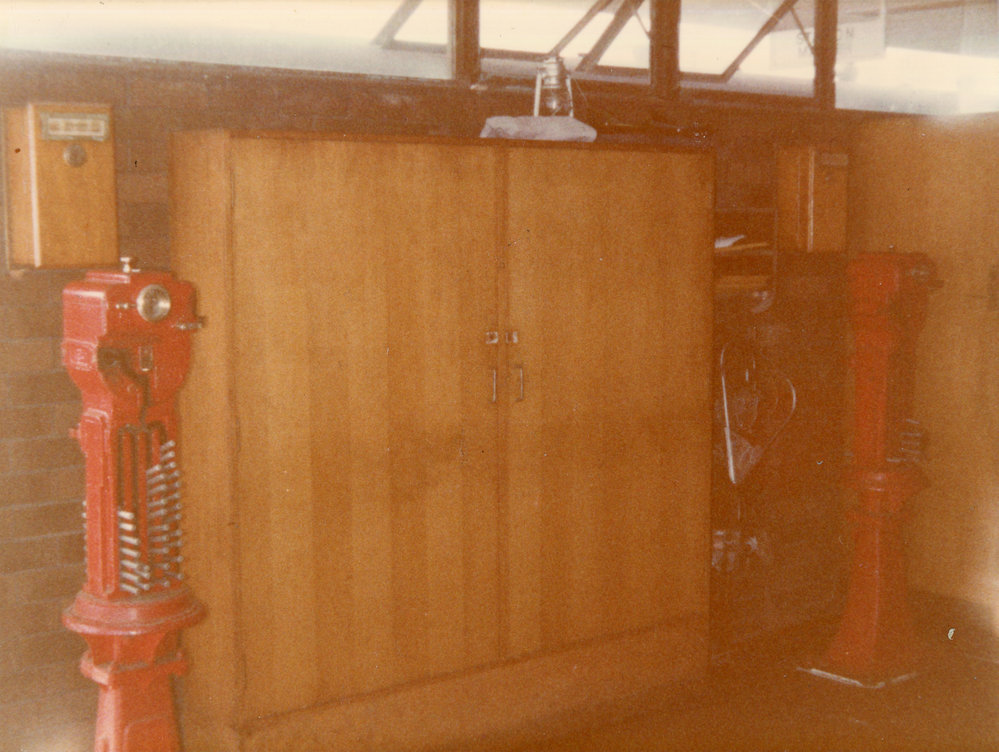 Red staff instruments with signal cabinet and repeaters for Coffs Harbour Railway, c.1970s