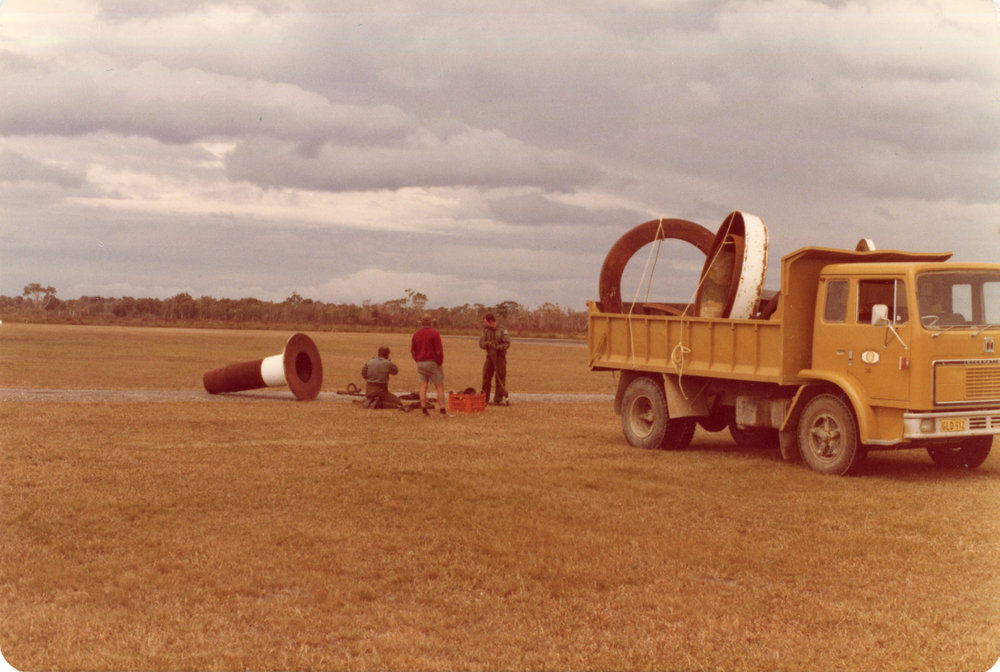 Parts of the South Solitary Island light at the Coffs Harbour airport, November 1977
