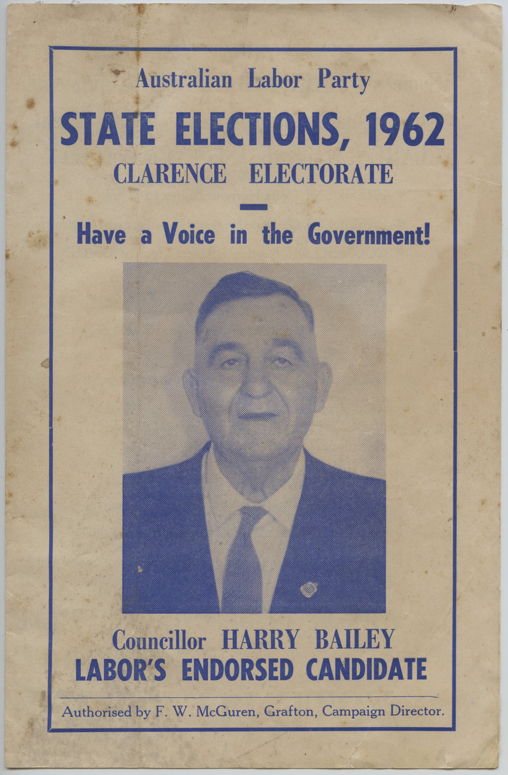 Clarence Electorate Australian Labor Party Handbill, 1962