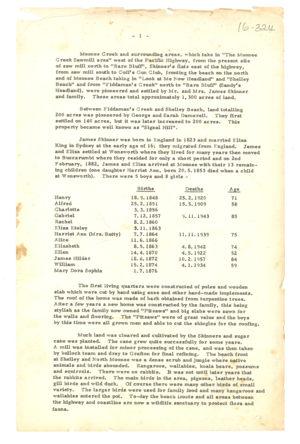 Moonee Creek and surrounding areas