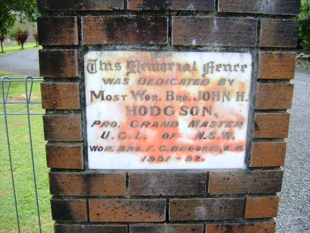 Memorial for Masonic Lodge Fitzroy, February 2012