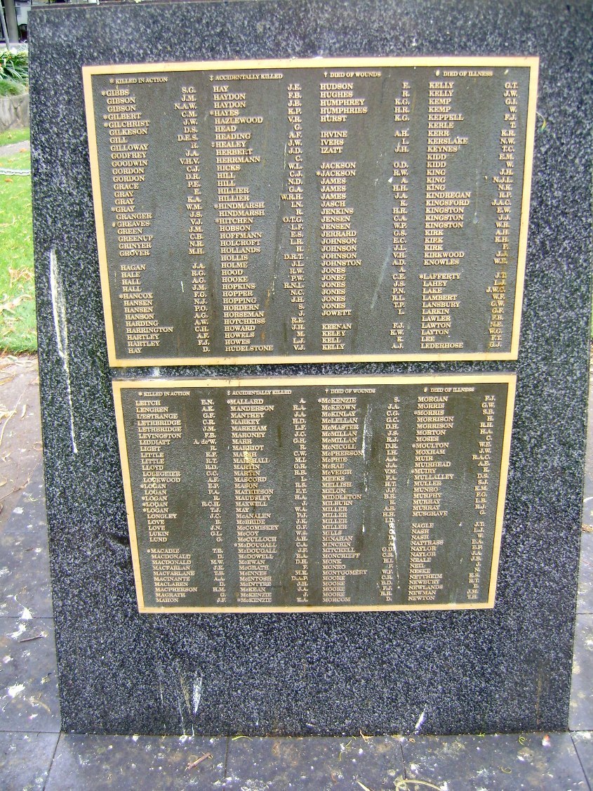 Memorial at the R.S.L. Park, February 2012
