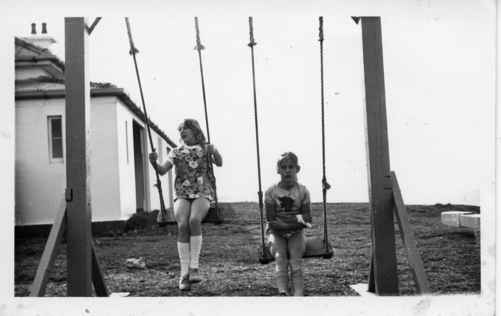 On the swings at South Solitary Island, early 1970s