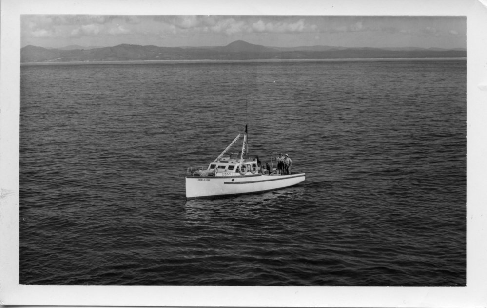 Arrival of the South Solitary Island supply boat the Pamela Star, early 1970s